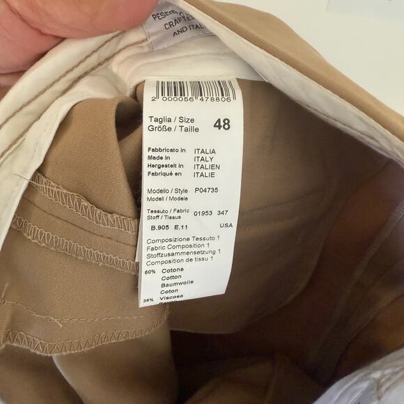 Peserico Womens Cotton Blend High Waist Straight Leg Pants Tan 31” - 48 (12 US) - Picture 7 of 10